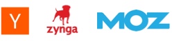 Y Combinator, Zynga and Moz logos